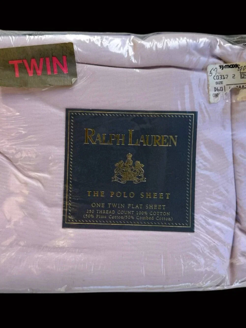 Vintage Polo Ralph Lauren Scent Geranium Pink Twin Flat Sheet NOS